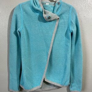 Ivivva by Lululemon Girls 12Y Turquoise Knit Wrap Jacket Snap-Front Mock Neck